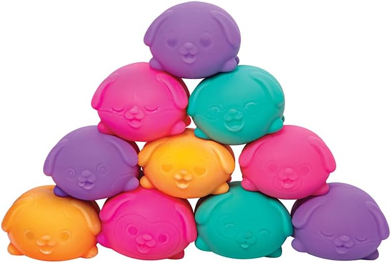 Schylling NeeDoh Teenie Funky Pups - Sensory Squeeze Toy - Contains 3 Mini Groovy Globs - 1.5″ Wide - Color May Vary (Pack of 1)